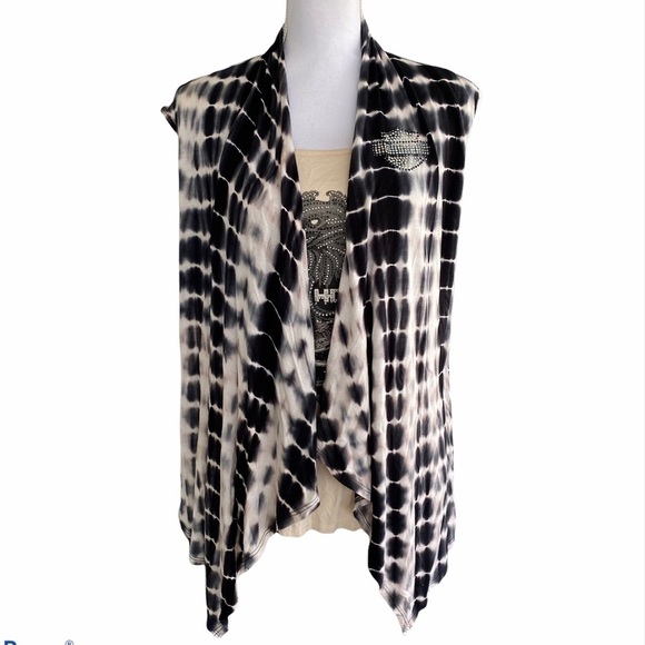 Harley-Davidson Tie Dye Bling Rhinestone Drape Front Tank Top Small/Medium - Picture 1 of 9